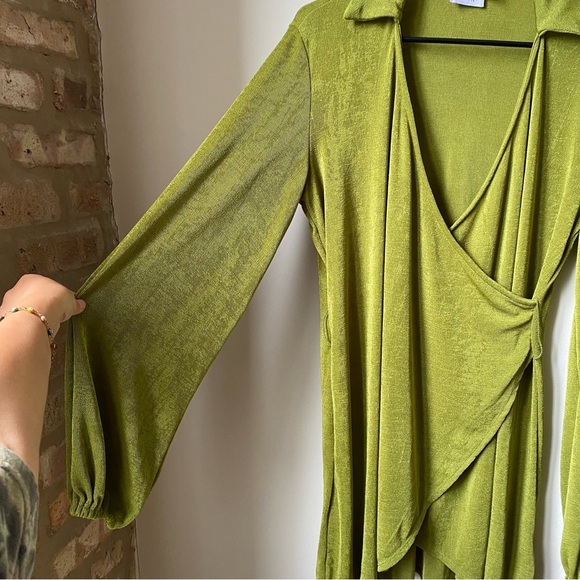 Princess Polly Moss Green Wrap Dress size US 2 - Picture 3 of 5